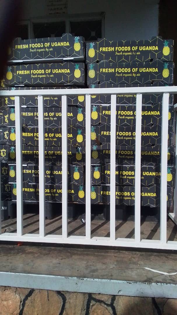 Fresh food cargo boxes on a loading platform